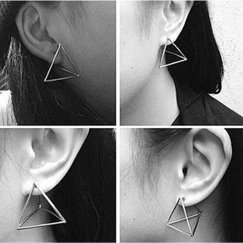 Ex144 Korean fashion simple three-dimensional alloy geometric triangular earrings 2021 trend Womens Jewelry Accessories