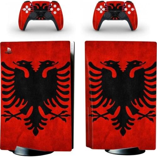 Albania National Flag PS5 Standard Disc Edition Skin Sticker Decal Cover for PlayStation 5 Console & Controller PS5 Skin Sticker