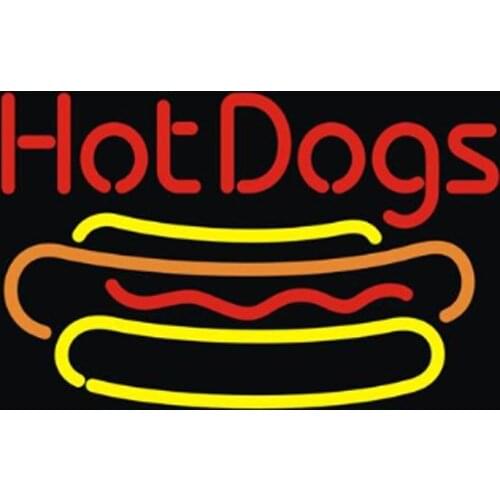 Hot Dogs Barbecue BBQ Neon Sign Handcrafted Real Glass Tube Beer Bar KTV Custom Store Company Party Display Neon Signs 17"X14"
