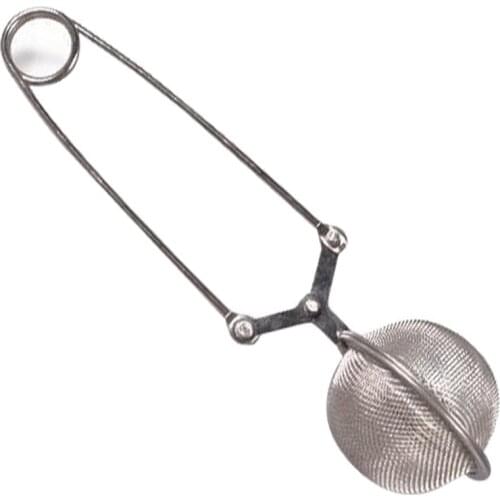 Stainless Strainer Steel Mesh Ball Tea Leaves Filter Squeeze Locking Spoon