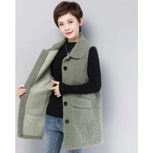 2021 New Autumn Winter Lambswool Coats Vest Women Suede Coat Single-breasted Waistcoat And Vest Female Long Sleeveless Vest Coat
