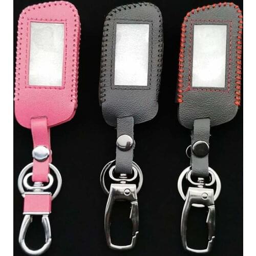 New Leather Auto Key Case for Starline A93 A63 Russian Version Two Way Car Alarm LCD Remote Controller Keychain Fob Cover