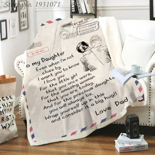 Letter Letters To My Daughter Express Love Blanket 3D Print Sherpa Blanket on Bed Home Textiles Dreamlike Gift Blanket 04