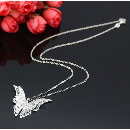 Sexy Butterfly Pendant Necklace Stainless Steel Goth Fashion Jewelry Men Women Necklace Punk Commemorate Costume Jewelry Colares