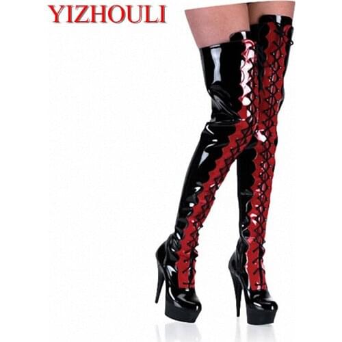 Sexy clubbing 15cm Platforms stiletto boots Fashion pole dancing 6 inch Over The Knee Boots women motorcycle boots