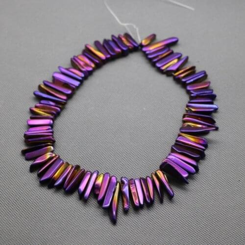 Rainbow Purple and Gold Mystic Titanium Quartz Top Drilled Crystal Point Beads Tusk rock Crystal Pendant