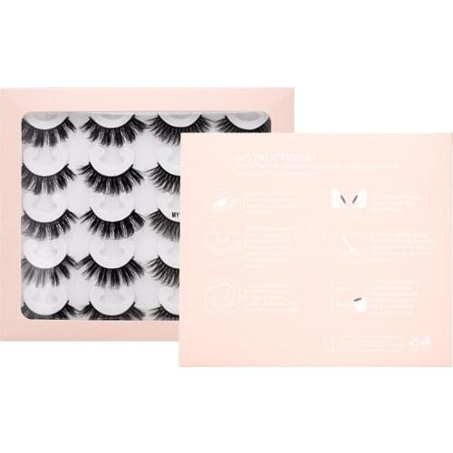 New Mixed Mink Eyelashes Natural Curling Thick False Eyelashes 10 Pairs With Pink Packaging Wholesale Soft Long Eyelash Makeup