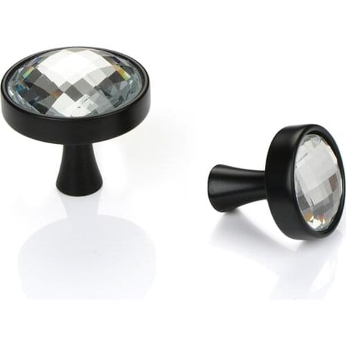 Crystal Glass Pull Knobs Zinc Alloy Door Handles Elegant Drawer Pulls Knobs Minimalist Hardware Kitchen Furniture Handle Pulls