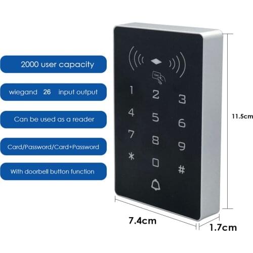 2000 user Standalone Access Controller 125KHz Proximity Card Access Control Keypad RFID Wiegand 26 Access Control System