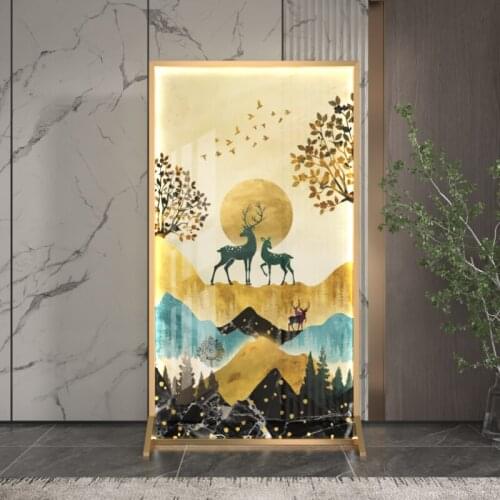 Nordic fashion art screen partition living room hotel custom entrance entrance mobile metal screen