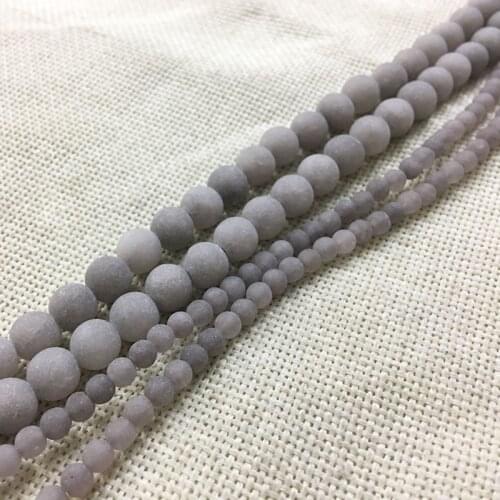 STENYA 6-10mm Natural Stone Bijoux Dull Polish Spacers Matt Gray Round Beads Necklace Earrings Men Bracelet Jewelry Findings Diy