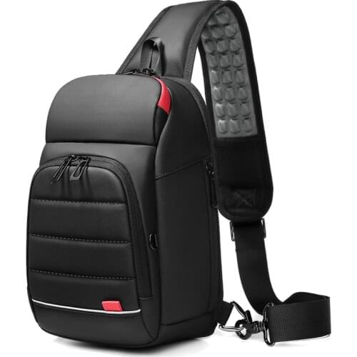 Designer mens chest bag for 9.7 inch iPad USB backpack charging short distance messenger bag waterproof cross shoulder bag