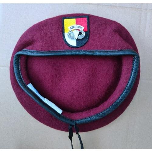 Tomwang2012 US Army 3th Airborne Special Forces Group Wool Red Beret ARMY AIRBORNE PARATROOPER PARACHUTIST Military Hat