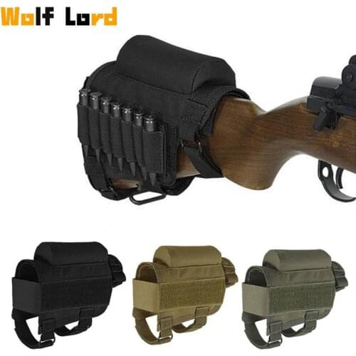 Outdoor Tactical Bullet Shell Bag Adjustable Stock Rifle Ammo Pouch Case Nylon Paintball Bullet Holder Riser Pad Cartridges Bag