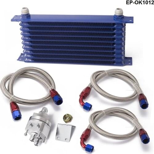 UNIVERSAL 10 ROW OIL COOLER KIT WITH OIL FILTER RELOCATION KIT FOR TURBO RACE EP-OK1012