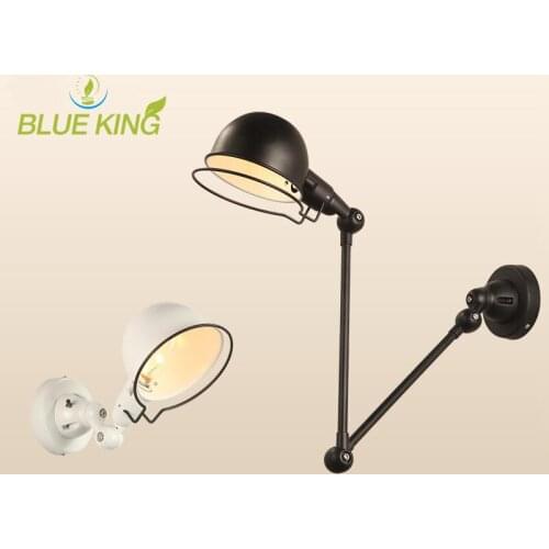 Vintage Edison Wall Lamp Industrial Mechanical Arm France Wall Lamp Reminisce Retractable Black /White Light