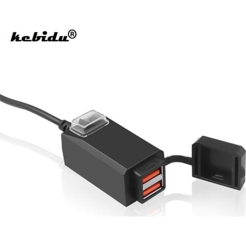 Dual USB Port 12V Waterproof Charger 5V 1A/2.1A Adapter Power Supply Socket for Phone Mobile for Motorbike Motorcycle Handlebar