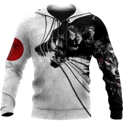 Wolf Fenrir Tattoo Animal 3D Full Print Size XS-7XL Hoodie Man Women Harajuku Outwear Zipper Pullover Sweatshirt Unisex-1