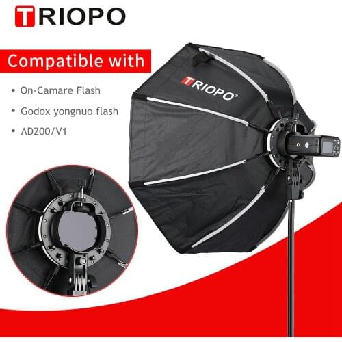TRIOPO 65cm KX65cm Octagon Umbrella Softbox Soft box for Godox AD200 V1 yongnuo YN200 Flash Light photography studio accessories