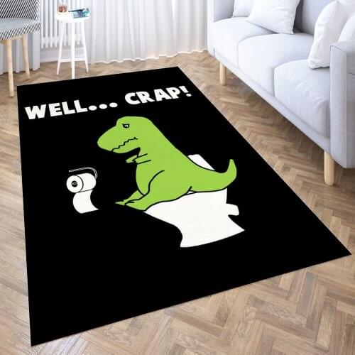 T Rex Funny Toilet Sign Carpet for Living Room 3D Anime Cartoon Rug Gamer Teen Room Bedside Lounge Rug Kids Children Floor Mats