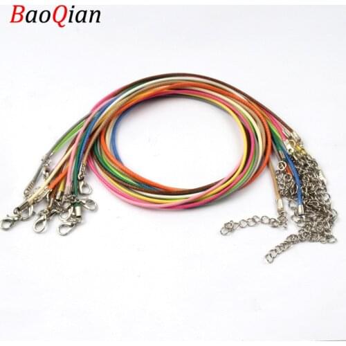 10PCS 1.5MM Multicolor Artificial Leather Necklace Rope For DIY Handmade Necklace Accessories Adjustable Lobster Clasp