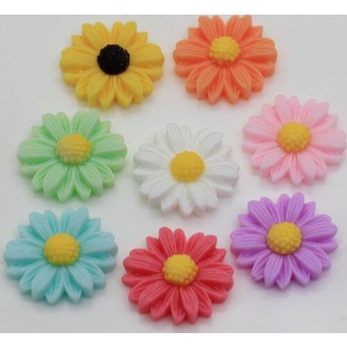 100/50pcs 8mm 12mm 17mm 22mm 27mm Cute White Daisy Flower Resin Flatback Cabochon DIY Jewelry Phone Decoration No Hole