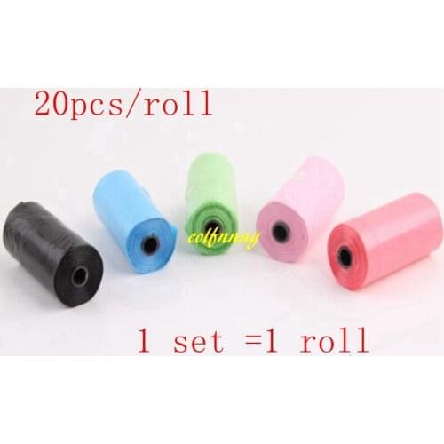 200sets/lot=4000pcs Fast shipping 20pcs/roll Pure color Degradable Pet Dog Waste Poop Bag Doggy Bags