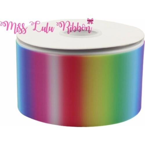 3"75mm Rainbow Stripe Color Changed Gradient Printed Grosgrain Ribbon 22mm 38mm /Elastic Ribbon Handmade Hair Bows Decoration