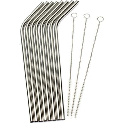 8Pcs Stainless Steel Metal Drinking Straw Reusable Straw Cleaner Brush Kit DIY Tea Coffee Tools Metal Straw Drop Shipping