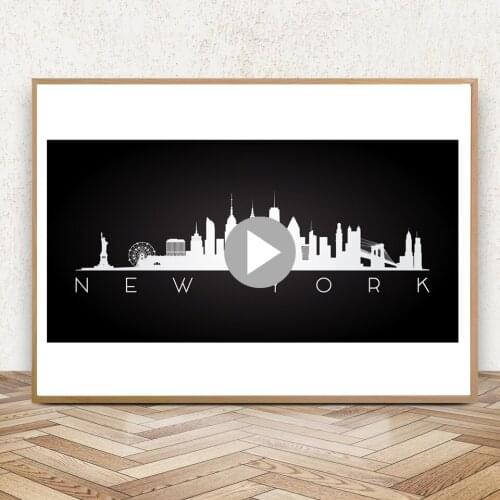 Abstract City New York Black White Nordic Posters Prints Modern Canvas Painting Wall Minimalist Pictures For Bedroom Home Decor