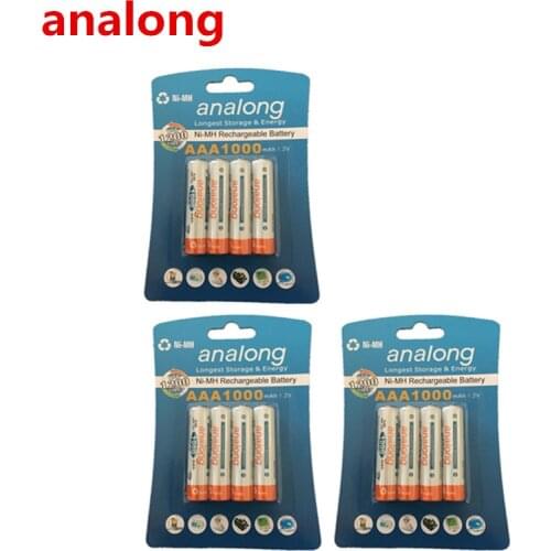Analong 1.2v AAA 3A NIMH 1000mah AAA Battery Rechargeable aaa Batteria ni-mh batteries battery rechargeable