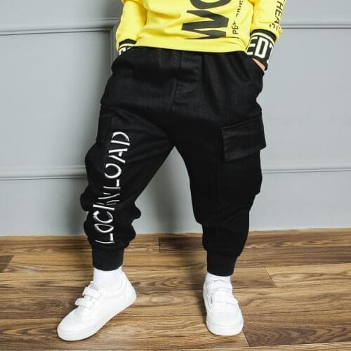Fashion Children Boys Cargo Pants Spring Autumn 2021 Kids Loose Trousers Teenage Black Sport Pants 8 To 12 Years Baby Clothes