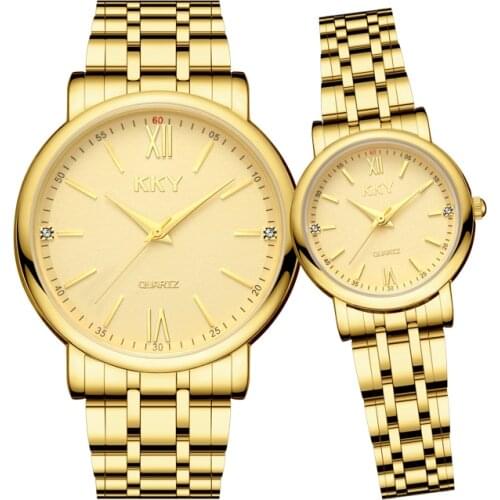 2021Creative Gold Luxury Quartz Men Women Watches Waterproof Full Steel Fashion Couple Wristwatches Male & Female Clock For Gift