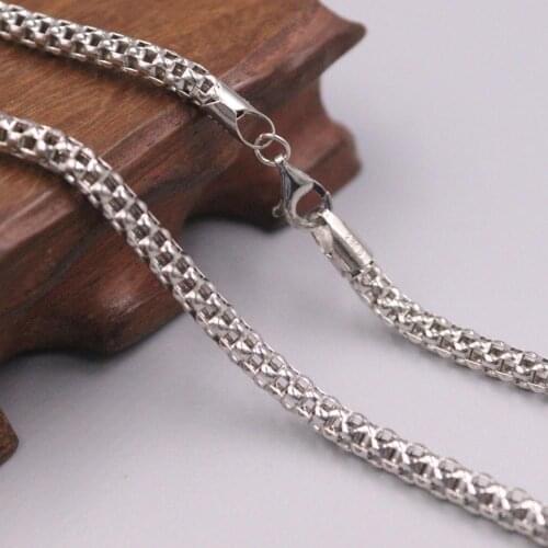 Pure 925 Sterling Silver Necklace 4mm Popcorn Link Chain Necklace New 17.71''L For Man About 15g