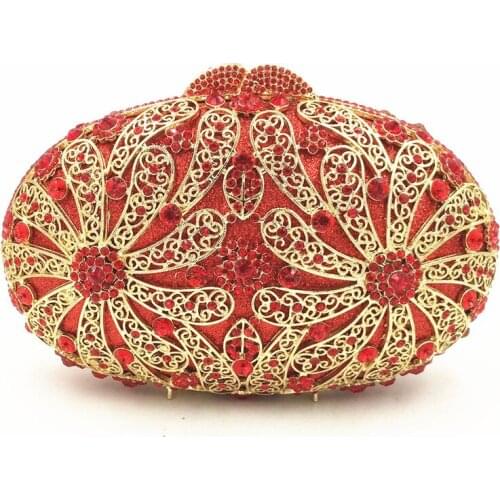 Lady Elegant Flower Women Evening Purses and Handbags Wedding Party Dinner Crystal Clutch purse Ladies Minaudiere crossboy Bag