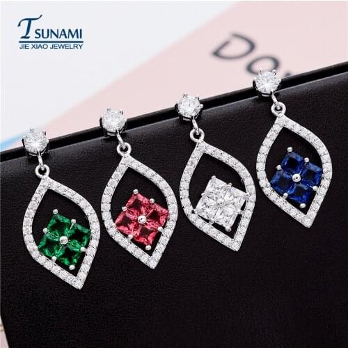 Hot Sale Earring Brand Dangle Earrings Cubic Zirconia Geometric Eye Shapes Drop Earrings for bride lady 1Pair DIY Rhinestone