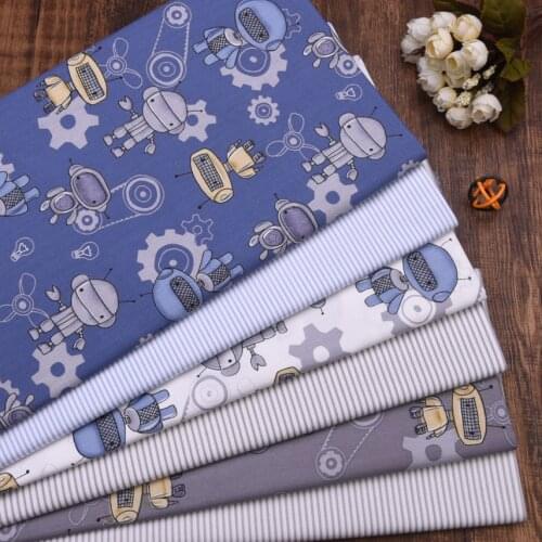 100% Cotton fabric Cloth Car Robot Stripe DIY handmade sewing patchwork quilting baby dress tissus tecido home sheet tilda