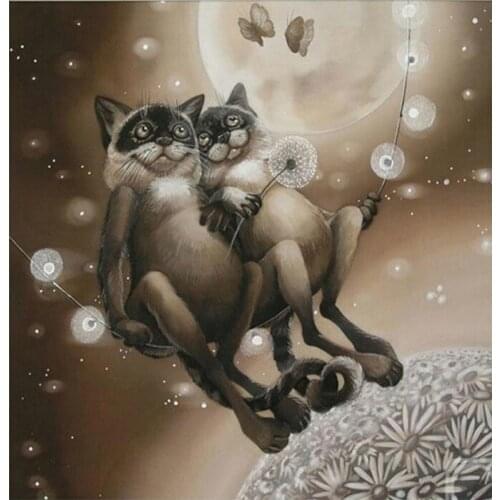 Painting By Numbers DIY Dropshipping 40x50 50x65cm Moonlight Carefree Cat Animal Handmade Gift For Adult Unique Gift Home Decor