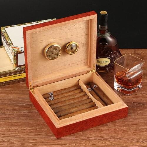 Cedar Wood Cigar Travel Humidor Box Portable Cigar Case W/ Humidifier Hygrometer Cigar Humidor Sigaren Box For cigar case