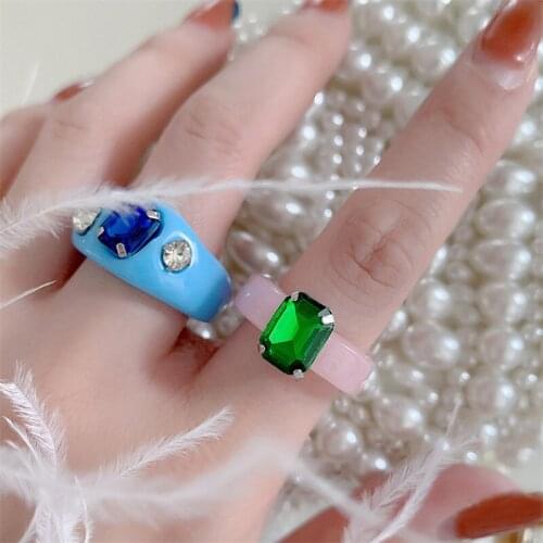 Korean Version New Design Rings кольца Vintage Candy Color Acrylic Crystal Ring Retro Acrylic Resin Women Ring Jewelry Wholesale