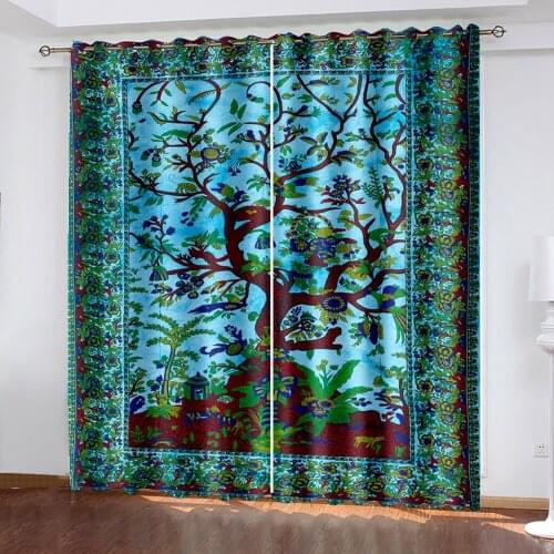 Beautiful Plant Delightful 3D Printing Blackout Curtain Kit, Suitable for Family Scenes In Living Room and Bedroom