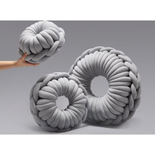 Round Knitted Pillow Floor Seat Cushion Solid Color DIY Handmade Soft Warm Nap Rest Mat Home Decor Colorful Donut Pattern Thick