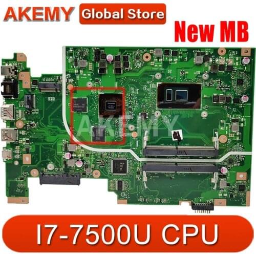 Akemy X705UQ MAIN_BD./I7-7500U (V2G) GPU MainBoard For ASUS X705UQ X705UN X705UB X705U Laptop Motherboard 90NB0EY0-R00030