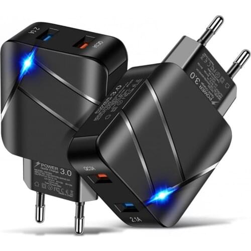 Mobile Phone Charger 28W QC3.0 Fast Charging Dual USB Port US/EU Plug Phone Charger Adapter