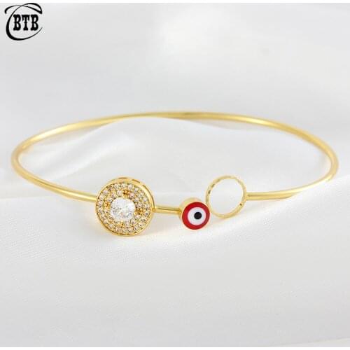 Fashion Simple Round Crystal Lucky Demon Eye Lady Charm Bracelet High Quality Jewelry Muslim Bracelet Gift Wholesale