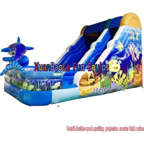 Inflatable outdoor children water slide, inflatable slide with swimming pool for kids