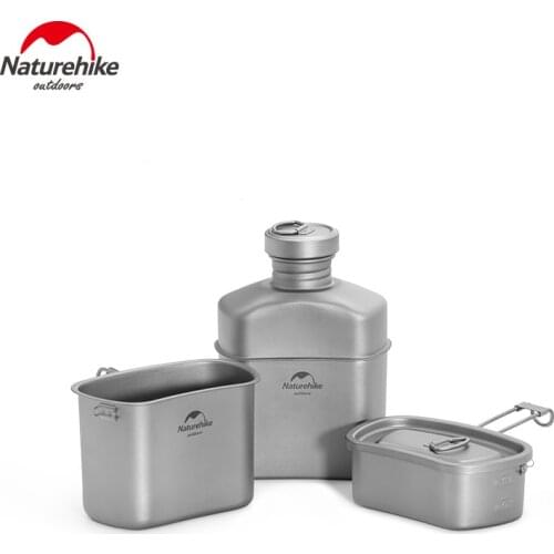 Naturehike Titanium Camping Pot Ultralight 3 in 1 Kettle Set Folding Hanging Pot Picnic Set For Outdoor Hiking Travel NH21CJ004