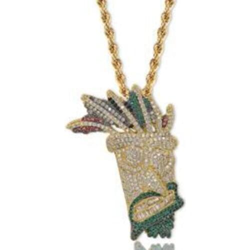 New Fashion Indian Style Hip Hop Men Pendant Full Zircon Color Necklace