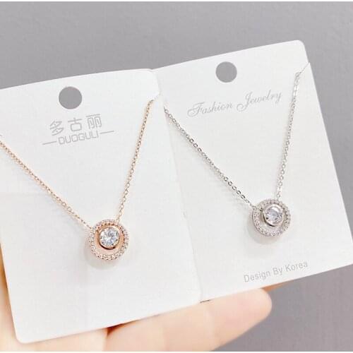 2021 New Circle Micro Inlaid Zircon Necklace Female Ins Style Clavicle Chain Pendant Plated Gold Necklace Jewelry