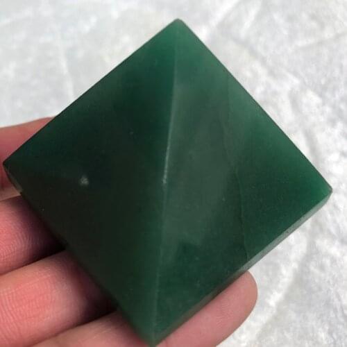 Green dongling natural jade crystal healing pyramid